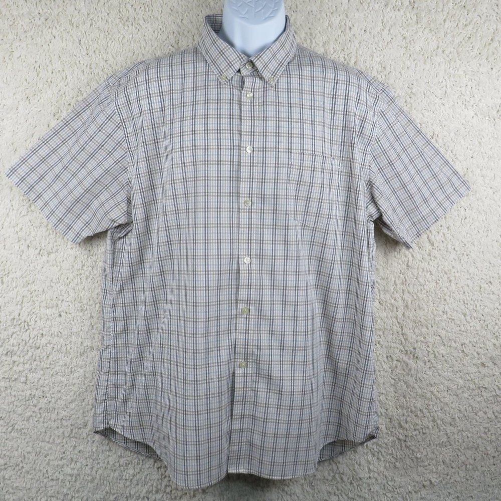 Van Heusen* Men's Short Sleeve Button Down Curved Hem Chest Pocket Shirt~Size XL